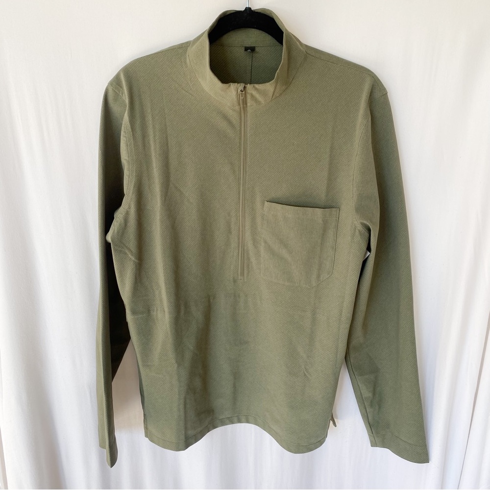 LULULEMON MENS WOVEN AIR HALF ZIP PULLOVER GREEN-Size M